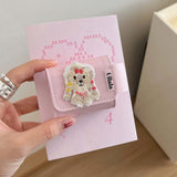 Qfdian Cute cartoon embroidery leather earphone case for apple airpods pro pro2nd 3 pure color summer charing box cover for airpod 1 2