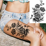 Qfdian  Realistic Sexy Peony Tattoos Temporary Women Adult Flower Arm Tattoos Sticker Waterproof Fake Floral Bloosom Body Leg Art Tatoos
