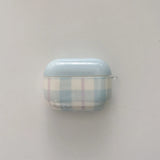 Qfdian  Fresh light blue plaid AirPods 3rd generation earphone cover is suitable for Apple 2nd generation Bluetooth earphone case