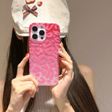 Qfdian  Sparkling Pink Rose Pink Black Gold Leopard Pattern Suitable For iPhone 15 Pro Max Phone Case 16 14 13 Pro Protective Cover
