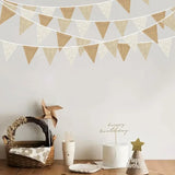 Qfdian  Rustic Boho Birthday Burlap Banner Triangle Pennant Flag Linen Bunting for Birthday Wedding Baby Shower Camping Decorations