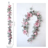 Qfdian  New Christmas Pink Wreath With Balls Artificial Plant Rattan Garland Christmas Rattan Hanging Ornament For New Year Home Decor