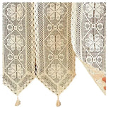 Qfdian  Beige Cotton CurtainThread Woven Hollow Tapestry Home Door Curtains Foyer Partition Wall Background Decoration Tassel Curtains