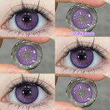 Qfdian  2pcs/pair Colored Contact Lenses for Makeup Eyes Cyber Series Halloween Beauty Red Contact Lenses Purple Myopia Lens