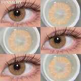 Qfdian  2PCS Natural Brown Gray Lenses for Eyes Blue Lenses Beautiful Pupil Korean Fashion Color Round Lens Yearly Cosmetics