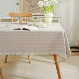 Qfdian  Cotton Linen Tablecloth Rectangular Decorative Protector for Dining Table Coffee Table Dustproof for Home Kitchen Indoor Use