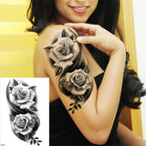Qfdian  Realistic Sexy Peony Tattoos Temporary Women Adult Flower Arm Tattoos Sticker Waterproof Fake Floral Bloosom Body Leg Art Tatoos
