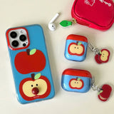 Qfdian Korea Cute Apple Transparent Blue Soft Earphone Case For AirPods 2 3 4 Pro 2 Bluetooth Earphone Charging Box Cover With Pendant