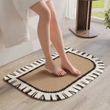 Qfdian  Retro Linen Bath Mat - Quick Absorb & Dry Woven Bathroom Rug, Non-Slip Shower Door Mat with Durable Rubber Backing