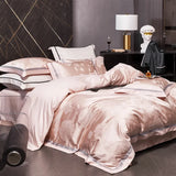 Qfdian 4Pcs High Precision Damask Jacquard Egyptian Cotton Soft Silky Bedding Set Duvet Cover Set Bed Sheet/Fitted Sheet Pillowcases