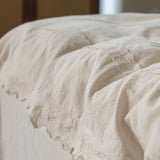 Qfdian 4/5Pcs French Vintage Bedding Sets 85% Cotton and 15% Linen Stitch Embroidery Double Bed Sheet Coverlet Quilt Cover Pillowcases