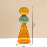 Qfdian  European Style Multicolour Glass Creative Double-layer Glass Transparent Vase Hydroponics Flower Pot Home Desk Decoration
