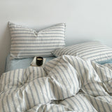 Qfdian  Korean Style Striped Bedding Set For Girls Boys Bed Linen Set Skin Friendly Fresh Printed Soft Duvet Cover Set Home Decorations