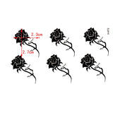 Qfdian  Black Rose  Flower Waterproof Temporary Tattoos Men ECG Body Art Bird Fake Tatoo Sleeves Crown Flash Tattoo Stickers