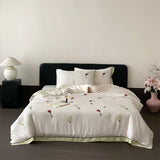 Qfdian Luxury Organic Bamboo Soft Silky Printing Bedding Set Single Double Queen King Size Duvet Cover Flat/Fitted Bed Sheet Pillowcase