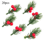Qfdian  Mini Plastic Simulation Red Berries Bouquet Christmas Artificial Pine Needle Berry Home Party Decor DIY Craft Garland Decoration