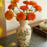 Qfdian  Ceramic Vase Mini Ornament Living Room Flower Arrangement Retro Dining Table Decoration Chinese Wabi Sabi Style Relief Artwork