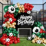Qfdian  112Pcs Soccer Balloon Garland Kit |   Red, Green & Gold Football Birthday Party Decor for Soccer Fans 🎈