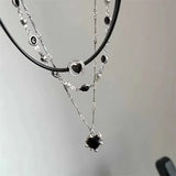 Qfdian  Y2K Cat Claw Star Heart Pendant Plush Leopard Bone Choker Charms Necklaces For Women Goth Aesthetic Accessories Grunge Jewelry