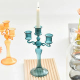 Qfdian  3 Heads Retro Transparent Candlesticks Taper Candle Holders Tall Candlesticks Decoration Party Glass Home Decor Wedding Decor