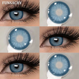 Qfdian  2pcs Colorcon Contact Lenses Gray Pupils for Eyes Fashion Color Contact Lenses Eye Makeup Beauty Cosmetics Blue Lenses