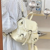 Qfdian  Lace Patchwork Fairy Fashion Handbags Y2k Aesthetic Chic Casual Simple Backpacks Korean Women Mini Sweet Preppy Schoolbags