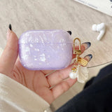 Qfdian Luxury Purple Pearly Shell Pendant Silicone Case For AirPods 1 2 3 4 pro 2 Wireless Bluetooth Earphone Accessories