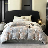 Qfdian Vintage Green Botanical Flowers Duvet Cover Set 600TC Egyptian Cotton Luxury Soft Bedding Set Fitted Sheet Bed Sheet Pillowcases