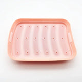 Qfdian Silicone Food Grade Sausage Mould 6 Cavity Homemade Ham Hot Dog Making Tray Household Cake Baking Molds with Lid Kitchen Tools