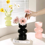 Qfdian  European Retro Glass Vase Water Nourishing Flower Arrangement Container Desktop Dining Table Flower Arrangement Vase Decoration