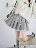 Qfdian  Elastic Waist Pleated Skirts with Shorts Fashion High Waist Mini Skirts Women Korean Fashion Short Skirt Sexy Preppy Style Skort