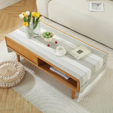 Qfdian  ‌New Nordic Solid Stripe Tablecloth Modern Minimalist Tassel Trim Dustproof Durable Decoration Mats Home Desk Dining Table Cloth