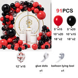 Qfdian  96Pcs Red White Balloon Arch Garland Kit Red Confetti Ballon Set Birthday Party Decoration Wedding Graduation Baby Shower Globos
