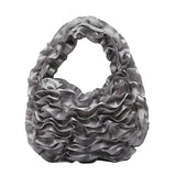 Qfdian Japanese Sweet Girls Pleated Ruffled Top-Handle Bags Fairy All Match Women Chic Clutches Trendy Y2k Aesthetic Purse and Handbags