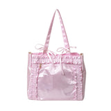 Qfdian 2025 New Women Vintage Students Tote Bags Fashion Transparent All Match Shoulder Ita Bag Casual Chic Bow Y2k Aesthetic Handbags