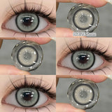 Qfdian  2PCS Big Grey Contact Lenses for Eyes Myopia Colored Contact Lens Natural Brown Pupils Gradient Contact Lens Black Lens