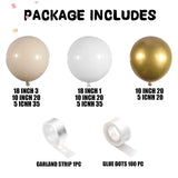 Qfdian  156Pcs White Gold Balloons Garland Arch Kit,for Student School Wedding Birthday Party Graduation Christmas Halloween Decoration