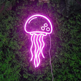 Qfdian  Jellyfish LED Neon Night Light Sign Wall Art  Lamp Xmas Birthday Gift Wedding Party Lucky Cat Dinosaur Neon Lamp Home Decor