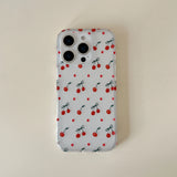 Qfdian INS Korea Cherry Fruit Phone Case For Iphone 15ProMax 16Pro 13 14 15 16 Pro Max Pendant Bracelet Fundas Cover