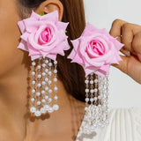 Qfdian  Stylish and unique large flower vacation earrings