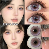 Qfdian 2Pcs Colored Contact Lenses with Degree 0.00- 8.00 Brown Lens Eye Beauty Pupil Prescription Myopia Soft Black Lens
