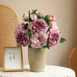 Qfdian Large Silk Peony Artificial Flowers High Quality Simulation Peony European Style Fake Flowers Bouquet For Wedding Home Decor 1PC