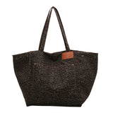Qfdian Leopard Casual Totes For Women Large Capacity Fashion Shoulder Bags Soft Cloth Big Leisure Or Travel Bags Korea Lazy breeze Bags