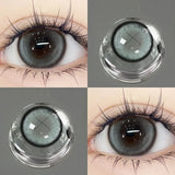 Qfdian 1Pair Colour Contacts Lenses Circular Natural Gray Blue Eye Lenses Myopia Beauty Pupil Black Eyes