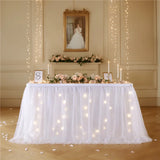 Qfdian  Birthday Party Atmosphere Table Skirt Tablecloth Wedding Hotel Gathering Dessert Table Skirt Props LED Luminous Night Decoration