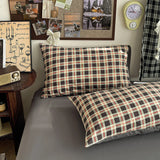 Qfdian  3pcs dark gray plaid Duvet Cover Set (1*Duvet Cover + 2*Pillowcase, Without Core),classic plaid Bedding Set