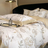 Qfdian Luxury Digital Printing Flowers and Plants Bedding Set Lyocell Eucalyptus Fiber Soft Silky Duvet Cover Bed Sheet Pillowcase 4Pcs
