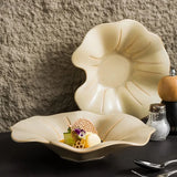 Qfdian  Lotus Dish Dishes Plate Dinnerware Ceramic French Tableware Wedding Table Decor Dessert Fruit Salad Bowl Pasta Steak Sushi Plate