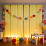 Qfdian  6 Panels-2.42ft×8ft Yellow Chiffon Sheer Backdrop Curtains for Parties Baby Shower Wedding Birthday Party Backdrop Stand
