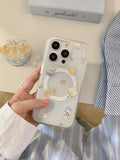 Qfdian INS bowkbot croissant stand holder magnetic phone case for iphone 15promax 13 14promax 15pro 12 15 pro max 14 milk bread funda
